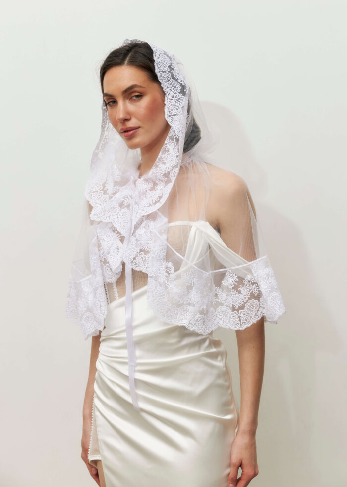 Вінчальний палантин «Divina» з мереживом Blumarine
