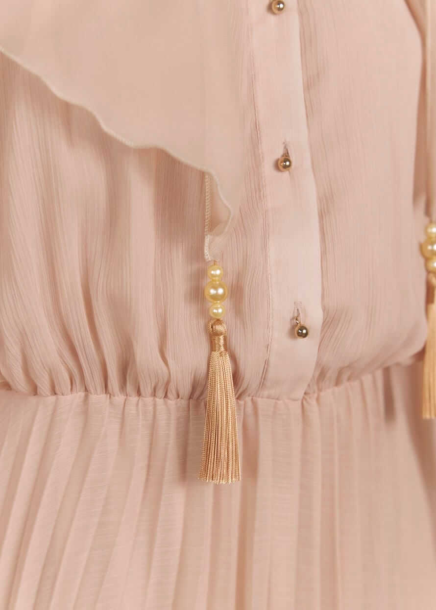 Хустка для храму “Beige Charm” з акцентними китицями, бежева