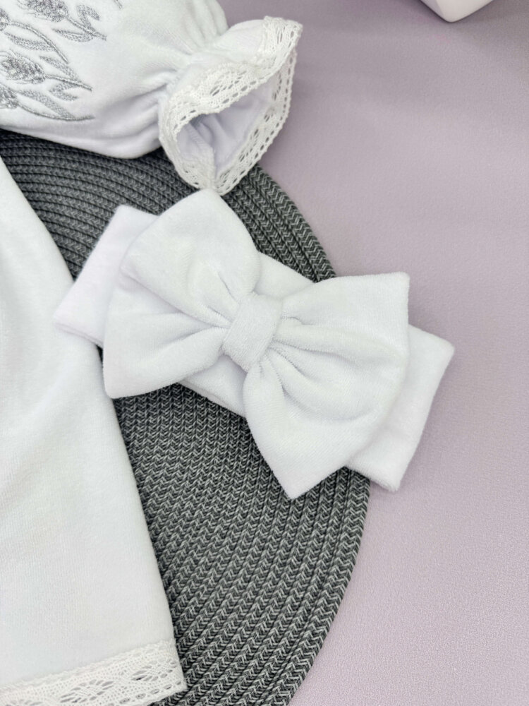 Хрестильна сукня для дівчинки “Колосок” з вишивкою, велюрова