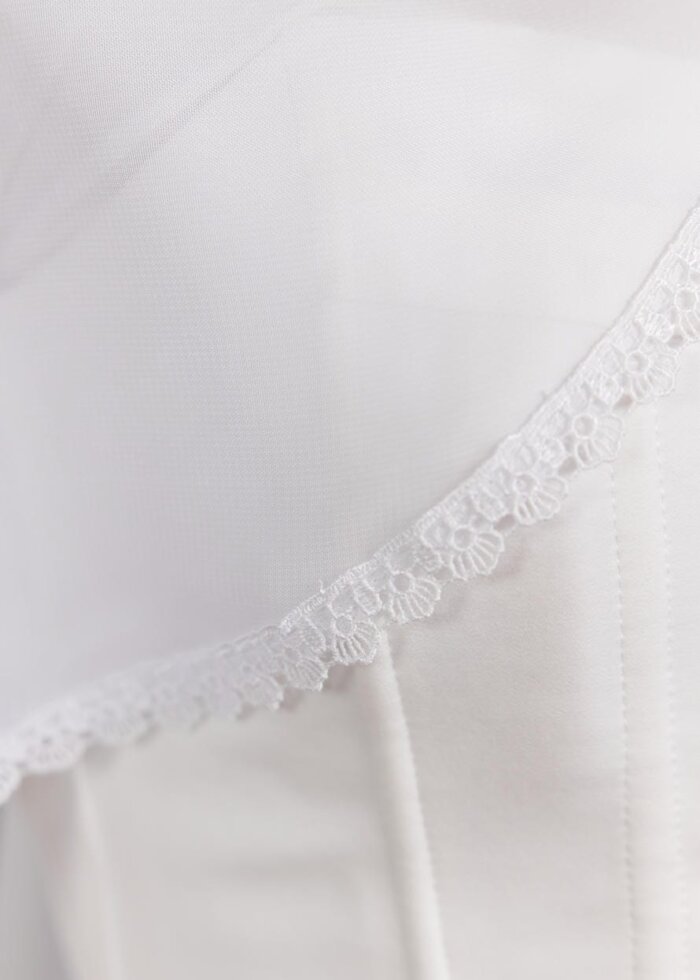 Палантин “Ефірний Шифон” білий, з мінімалістичним турецьким мереживом