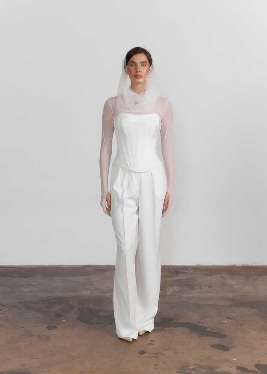 Хомут “Світлий Горошок” з фатіну білий