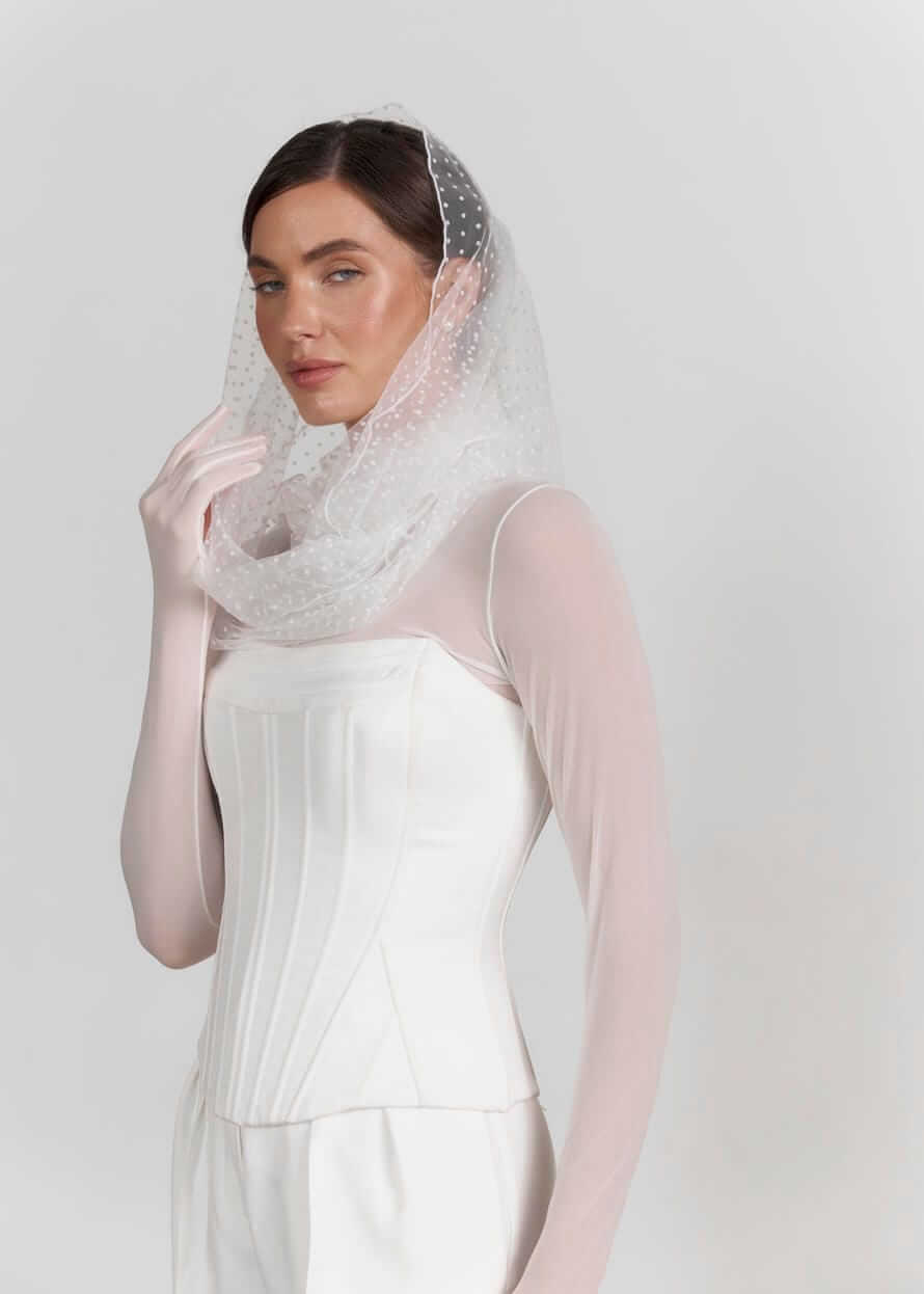 Хомут “Світлий Горошок” з фатіну білий