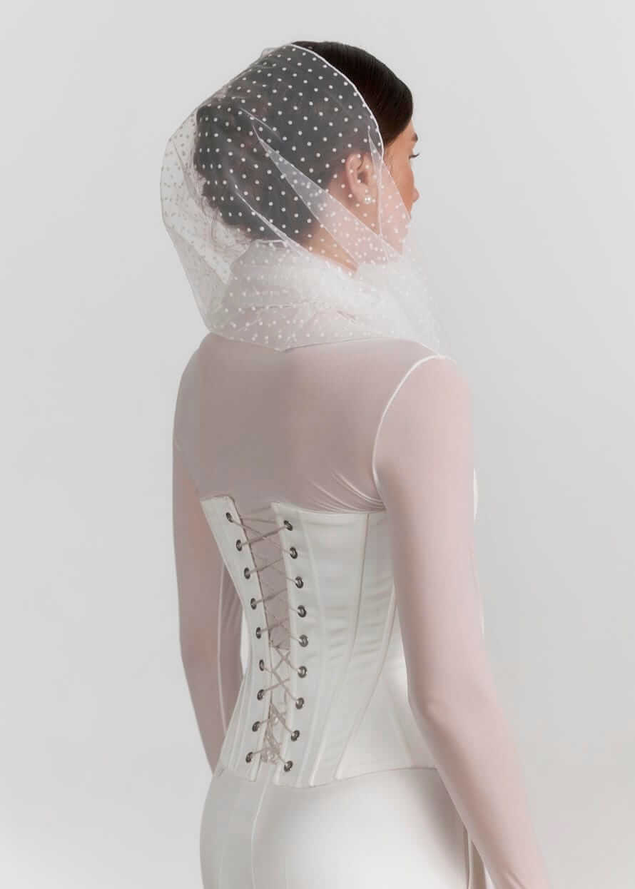 Хомут “Світлий Горошок” з фатіну білий