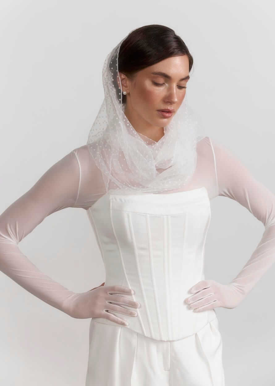 Хомут “Світлий Горошок” з фатіну білий