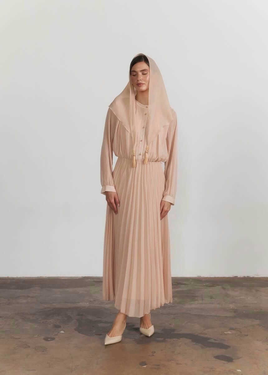 Хустка “Desert Rose”,елегантна хустка до храму з китицями