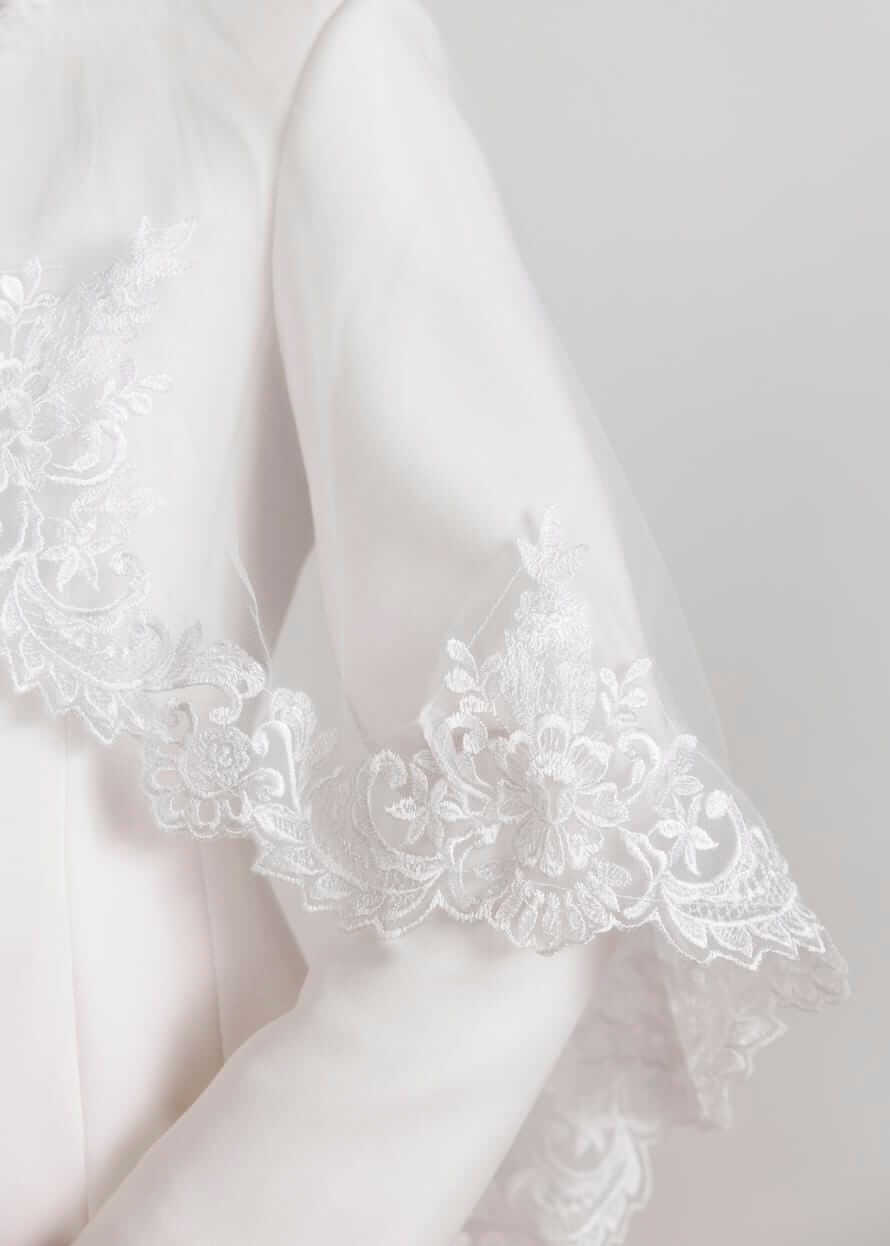 Королівський палантин “Royal Veil” з італійським мереживом, білий, довгий