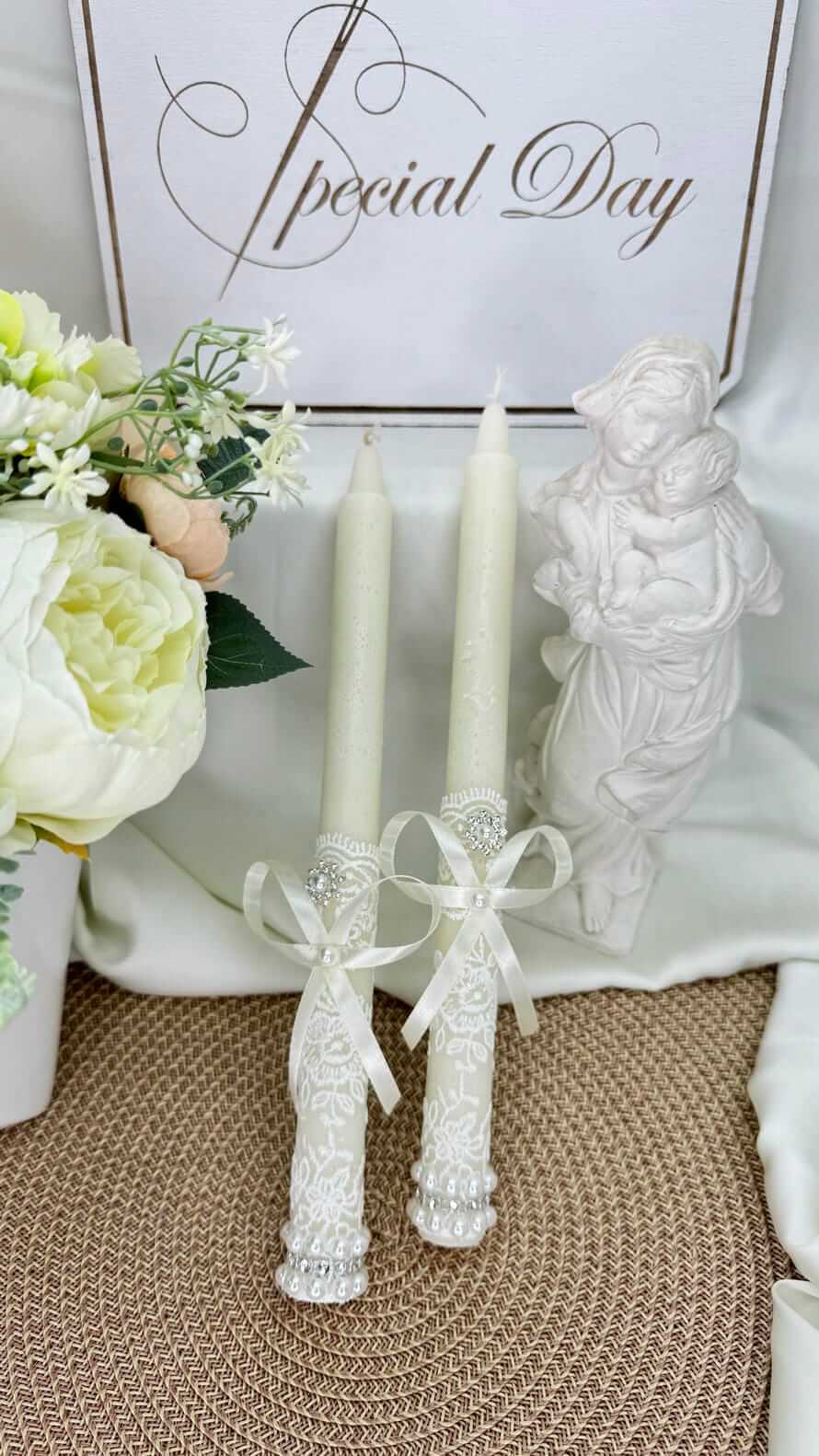 Набір свічок для хрещення та вінчання “Перлина”, ручна робота