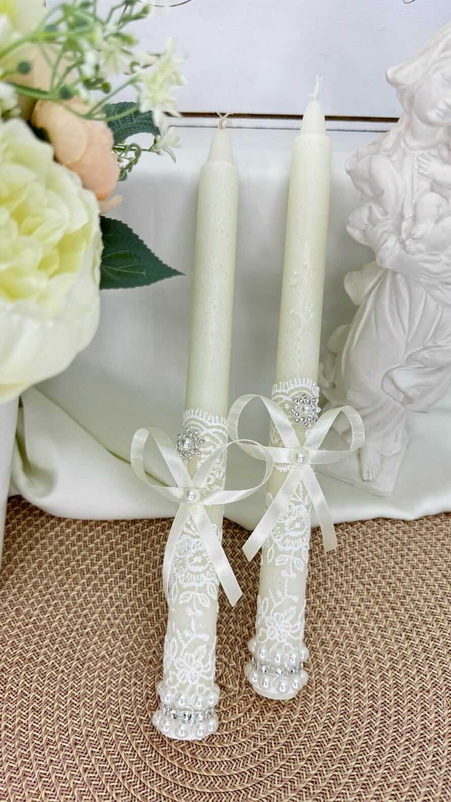 Набір свічок для хрещення та вінчання "Перлина", ручна робота