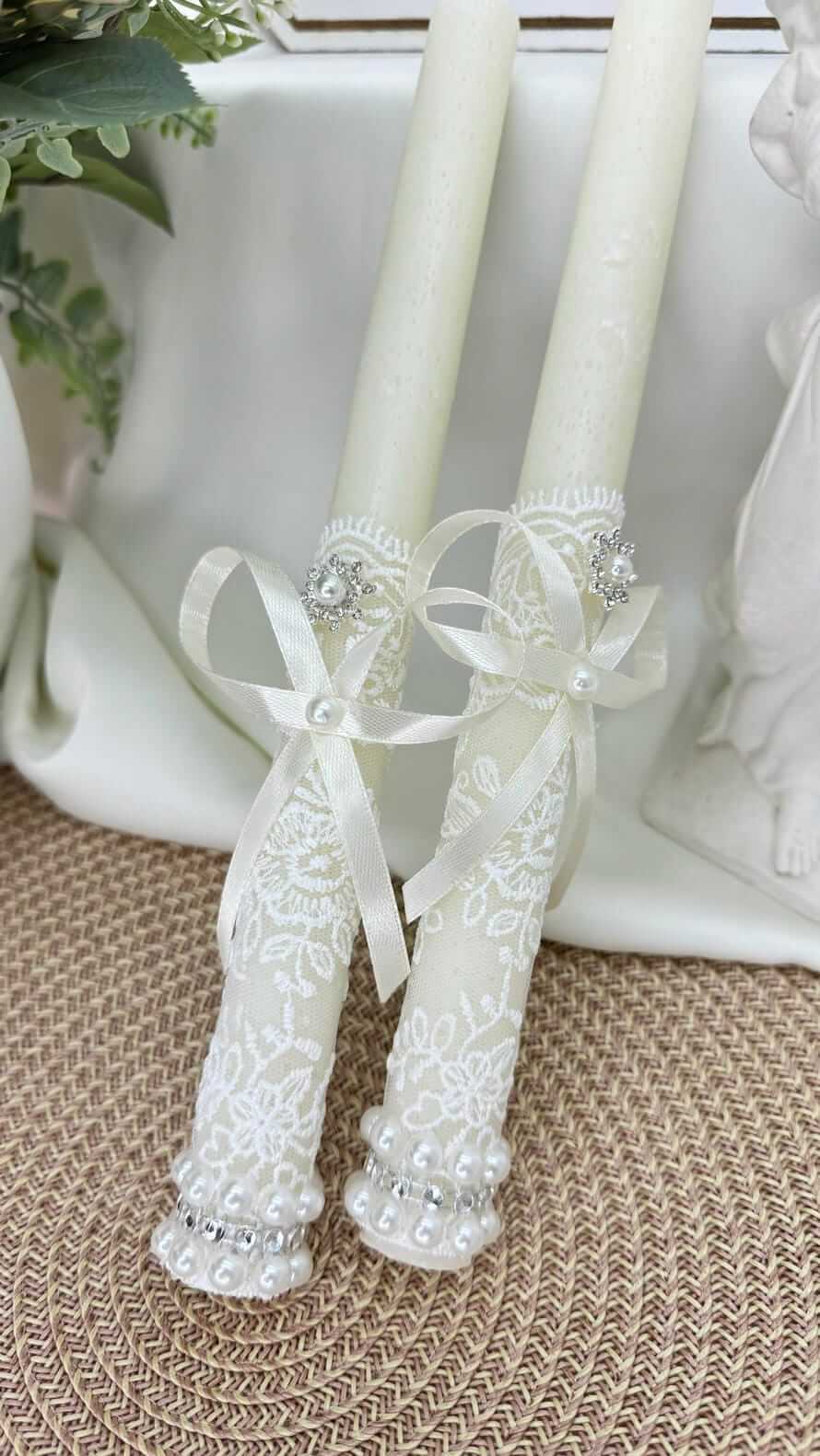 Набір свічок для хрещення та вінчання “Перлина”, ручна робота