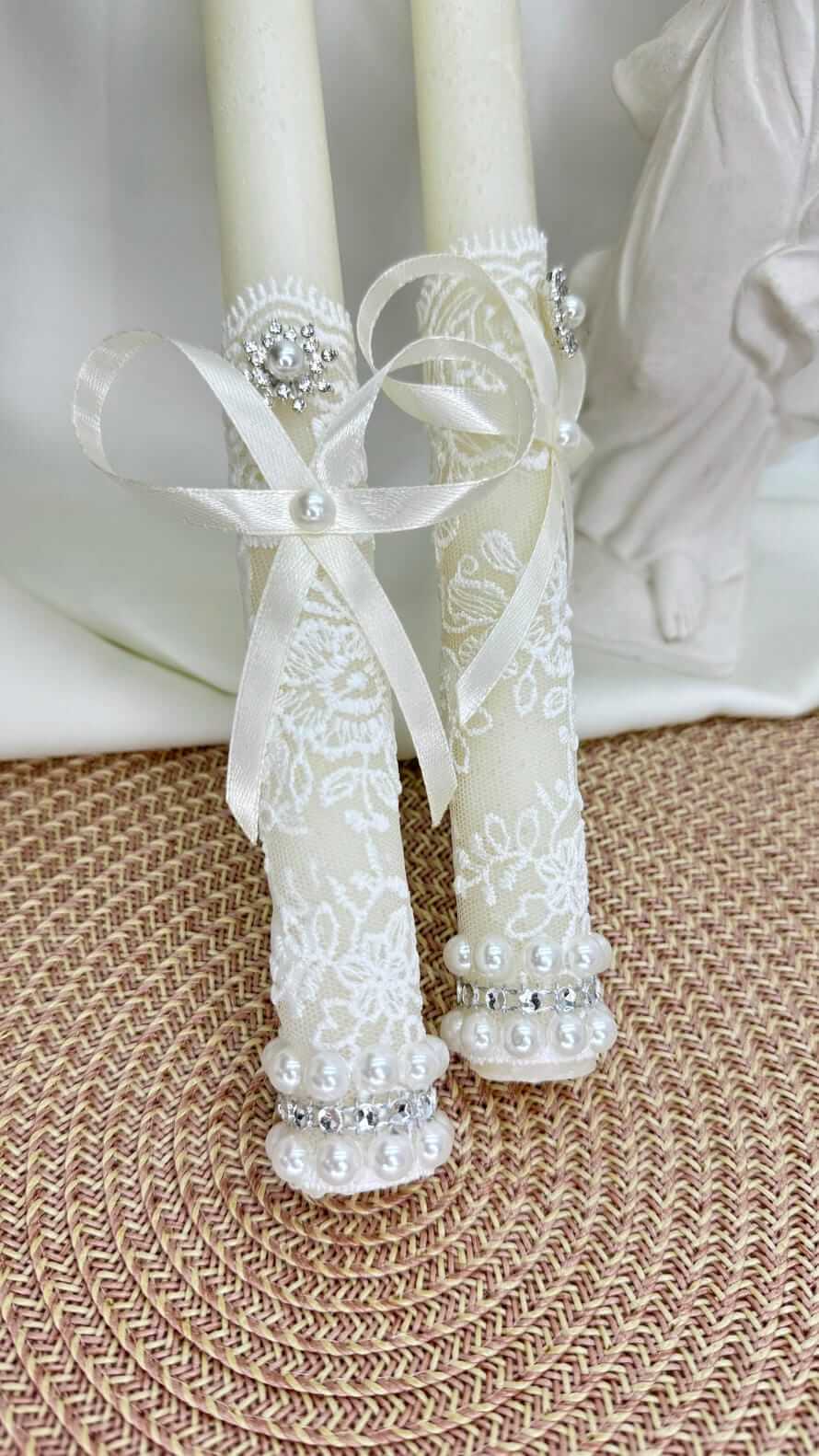 Набір свічок для хрещення та вінчання “Перлина”, ручна робота