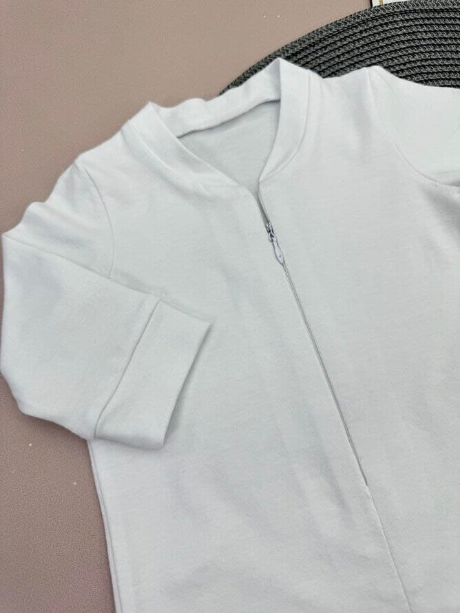 Хрестильний комплект “Світлий Комфорт”: Сорочка на змійці + Штанці, Інтерлок, Білий