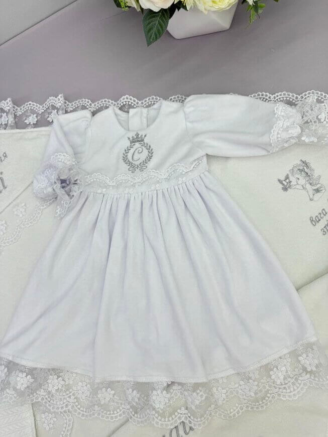 Хрестильний набір для дівчинки “Королівська Ніжність” з крижмою та сукнею