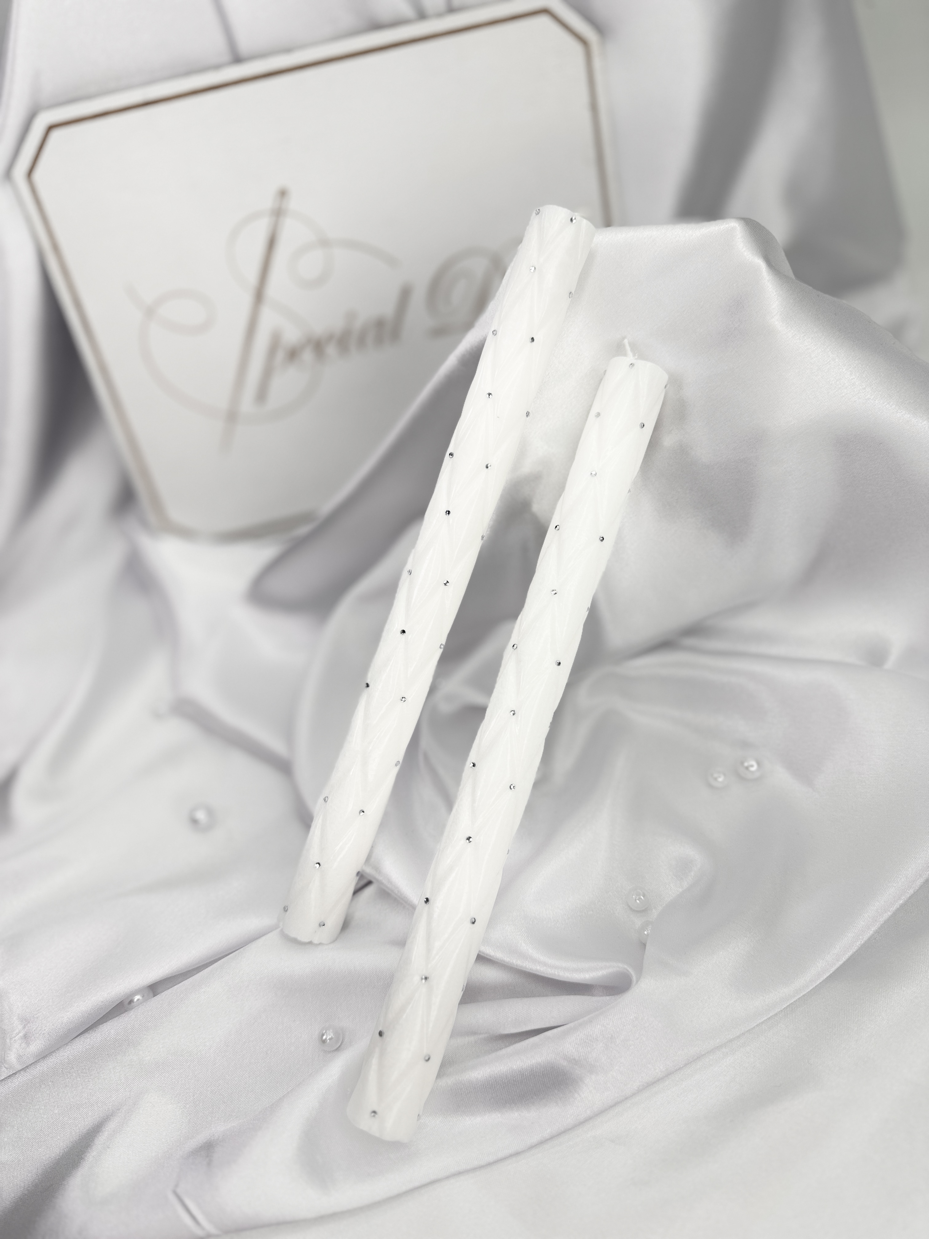 Свічки "Кришталевий Блиск" ручної роботи,для вінчання/хрещення, сучасний дизайн, білий колір