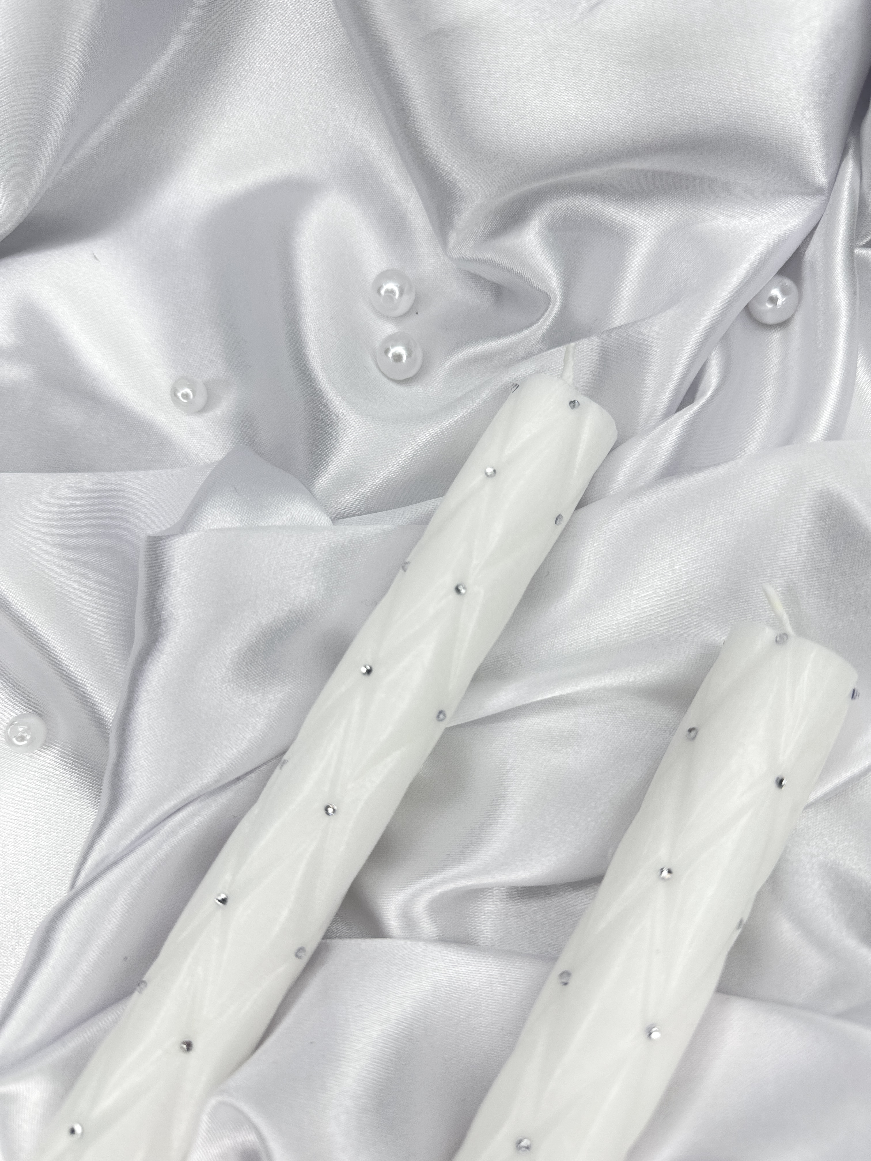 Свічки “Кришталевий Блиск” ручної роботи,для вінчання/хрещення, сучасний дизайн, білий колір