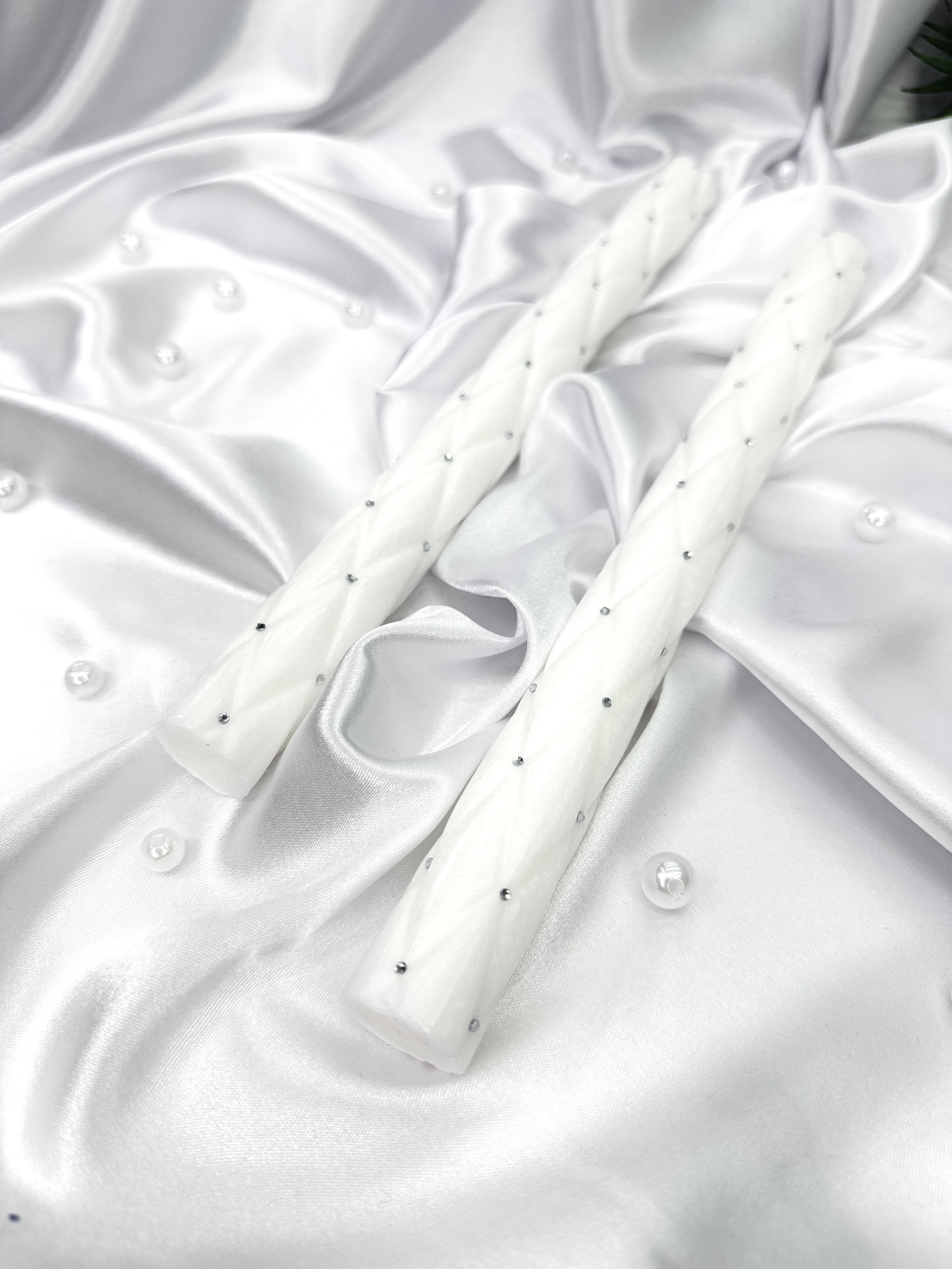 Свічки “Кришталевий Блиск” ручної роботи,для вінчання/хрещення, сучасний дизайн, білий колір