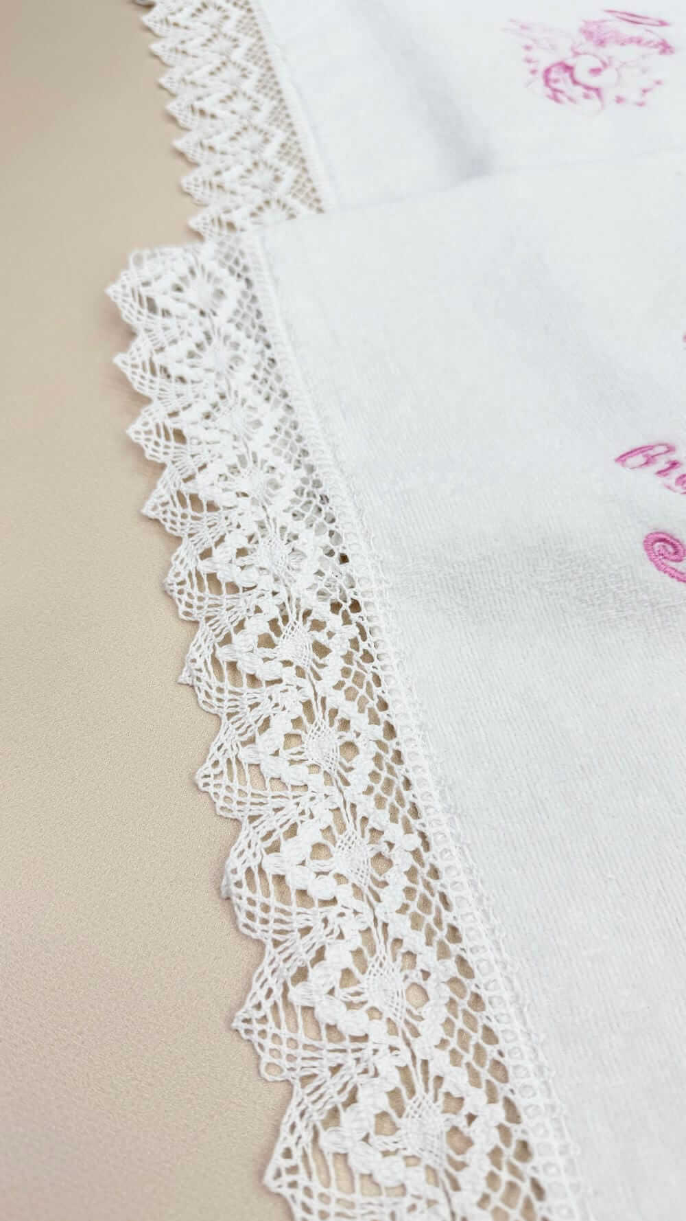 Хрестильний набір “Рожева Ніжність”, розкішний одяг для дівчинки, крижма з лляним мереживом.