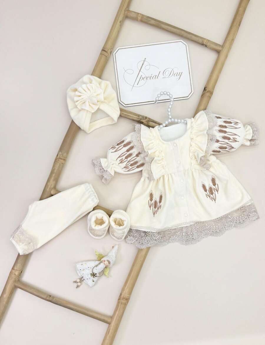 Набір одягу "Щедрі Колоски",одяг для дівчинки, набір на хрещення