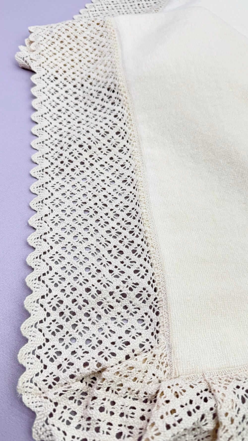 Крижма-плед “Молочний Затишок” з бавовняним мереживом, утеплена, іменна вишивка