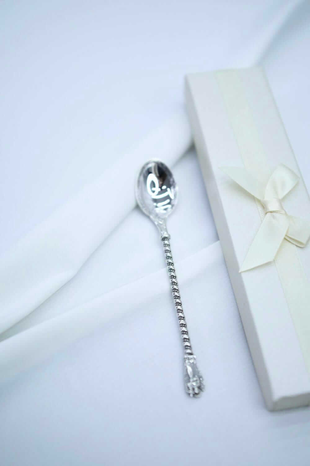 Серебряная ложечка «Спираль Судьбы» (925 проба), подарок на первый зубик, Таинство Крещения