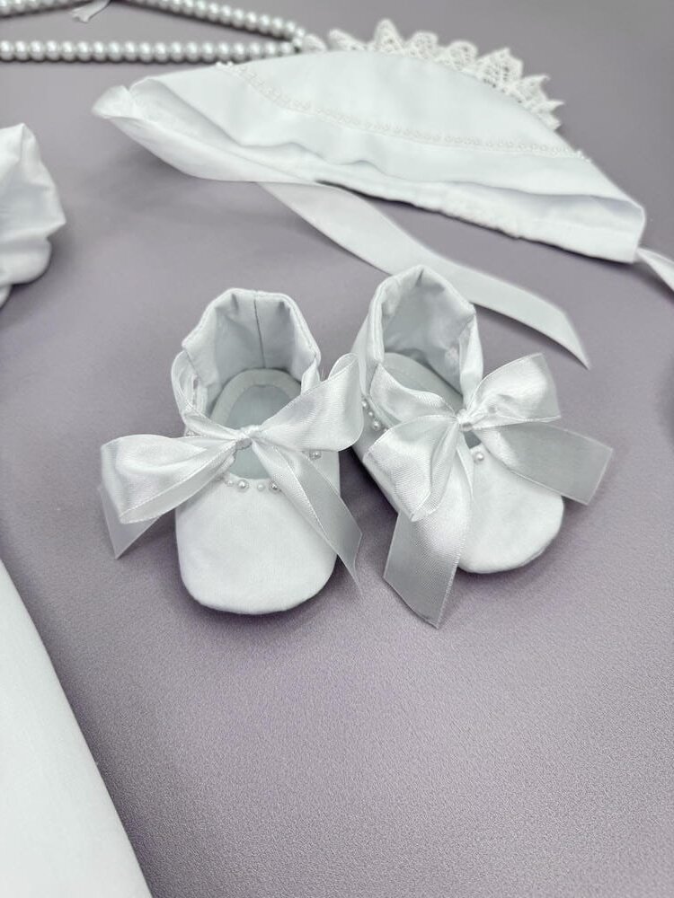 Набір на хрестини дівчинки “Сатинова Ніжність”, з бавовняним мереживом