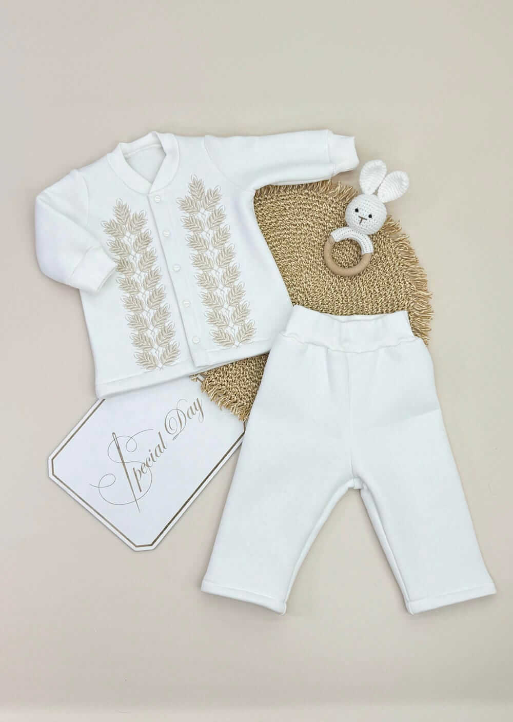 Костюм для хлопчика на хрещення, молочного кольору, преміум якість