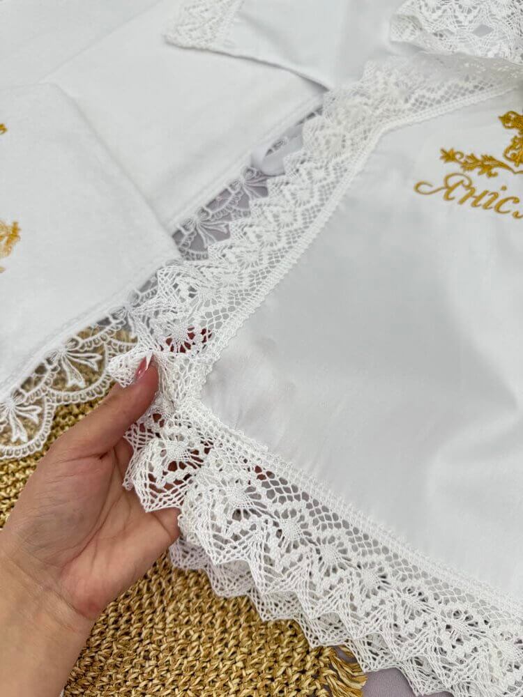 Набор для крещения мальчика «Золотой Символ», крижма, рубашка и аксессуары