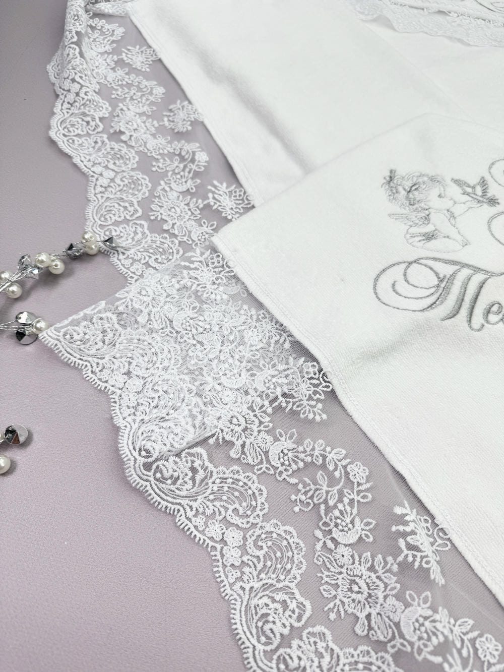 Набір для хрещення дівчинки  “Срібна Корона”, іменна вишивка