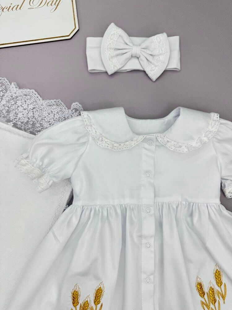 Крестильный набор для девочки «Золотые Колоски», одежда из хлопка