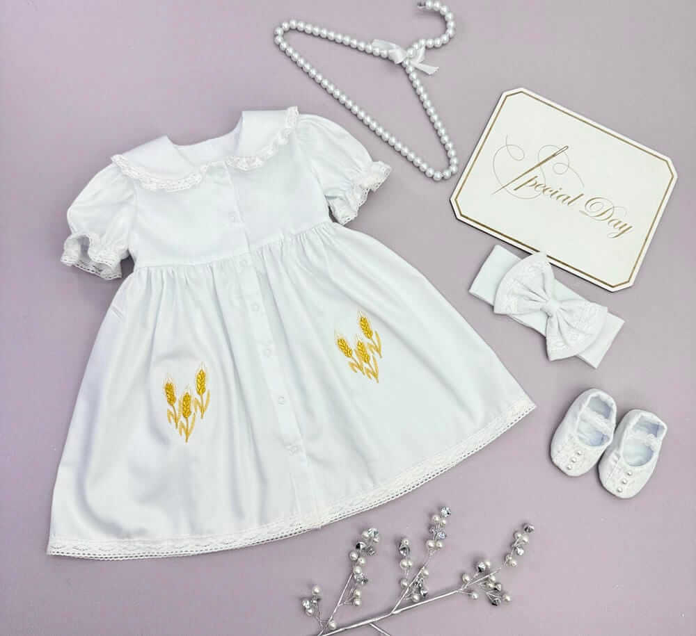 Крестильный набор для девочки «Золотые Колоски», одежда из хлопка