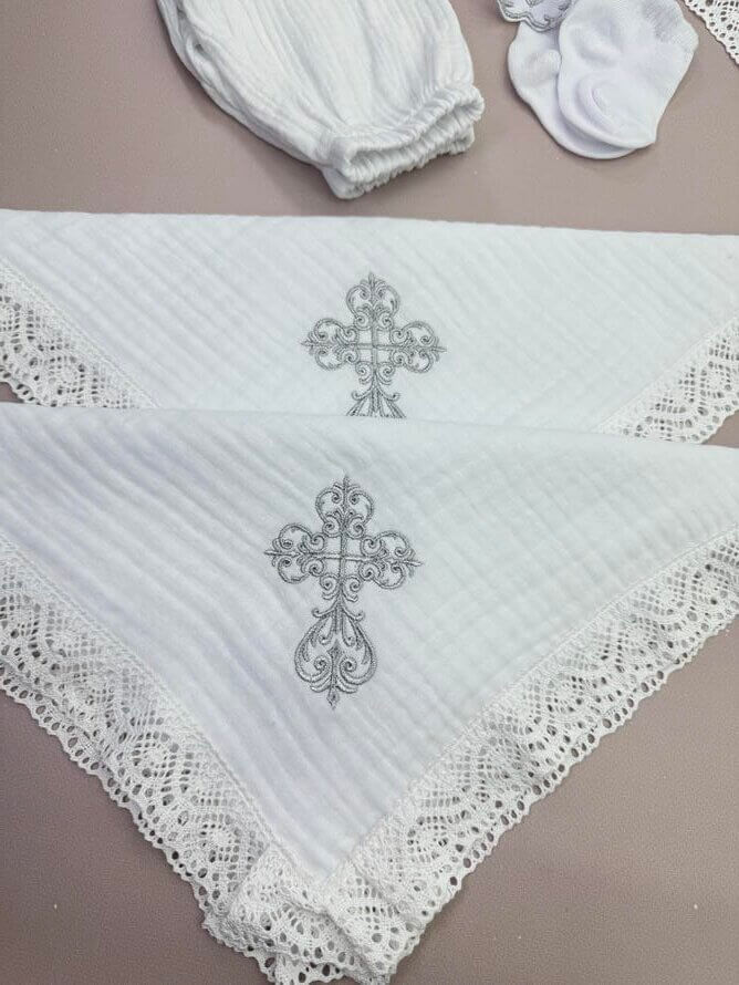 Набор обрядовых салфеток для родителей/крестных, белый цвет