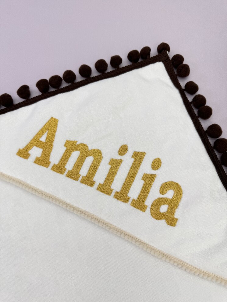 Крыжма-полотенце “Шоколадные Помпоны”