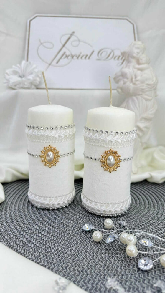 Набір свічок циліндричних зі стразами