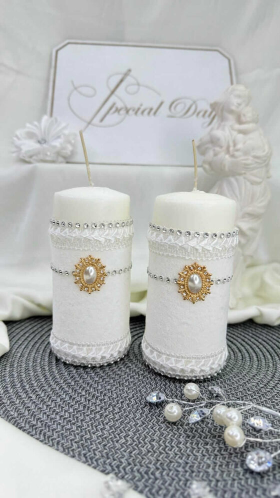 Набір свічок циліндричних зі стразами