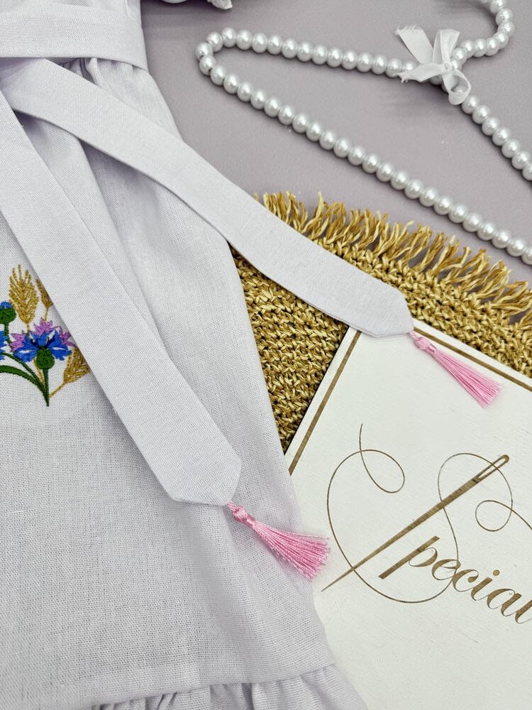 Хрестильна сукня з натурального льону “Українська Квітка”, на хрестини дівчинки