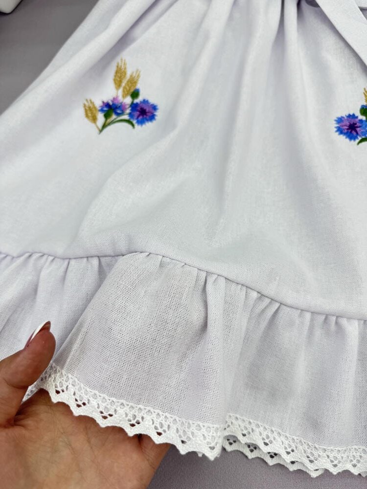 Хрестильна сукня з натурального льону “Українська Квітка”, на хрестини дівчинки