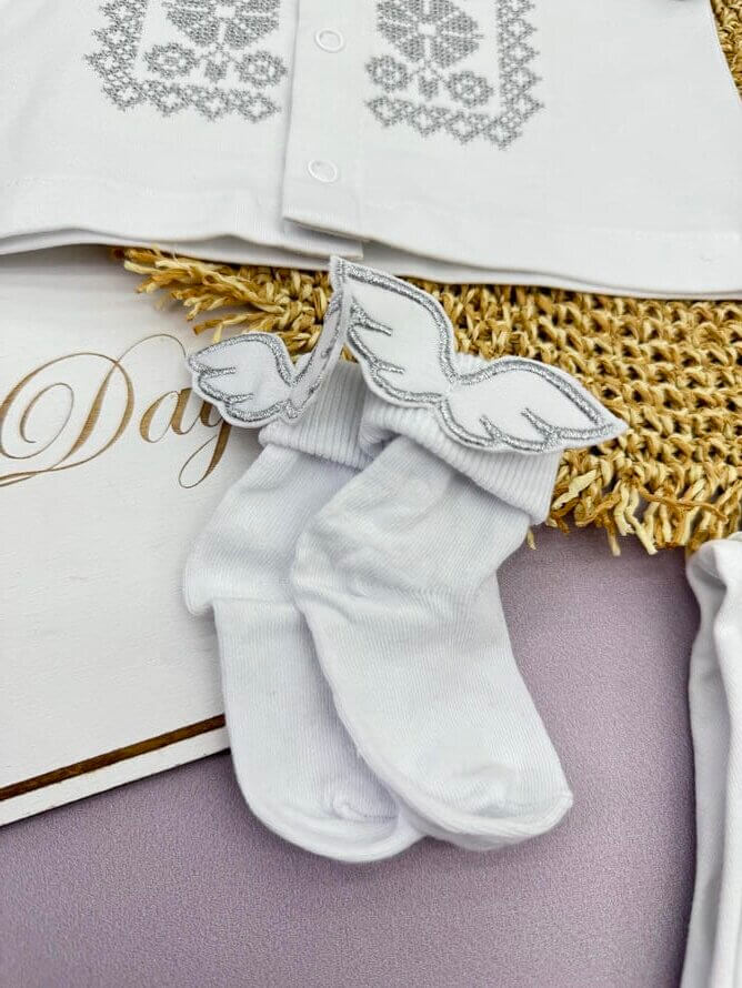 Комплект для хрещення “Вишиваночка” (Інтерлок) – сорочка, штанці, носочки