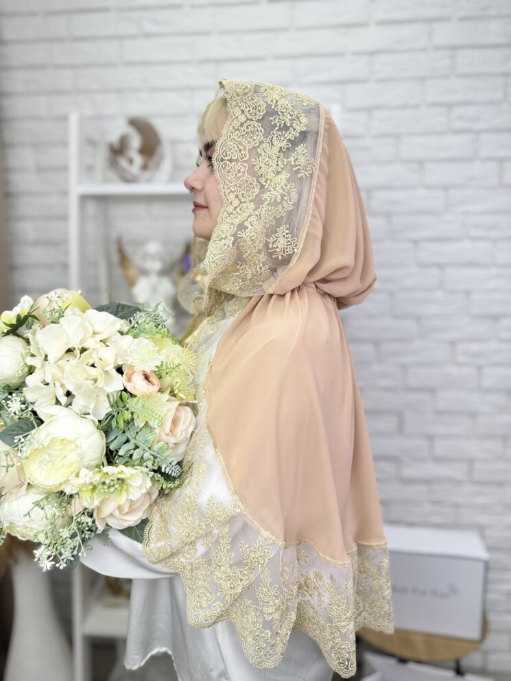 Палантин-вуаль "Бежевый Песок"