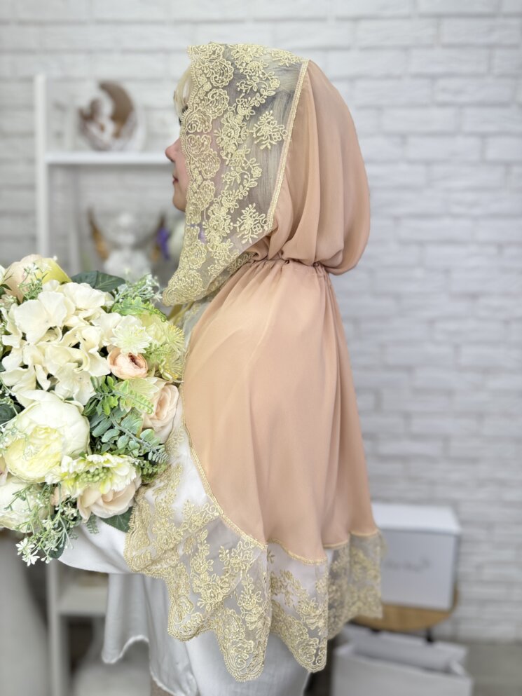 Палантин-вуаль “Бежевый Песок”