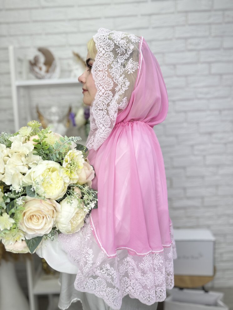 Палантин-вуаль "Розовый Бутон"