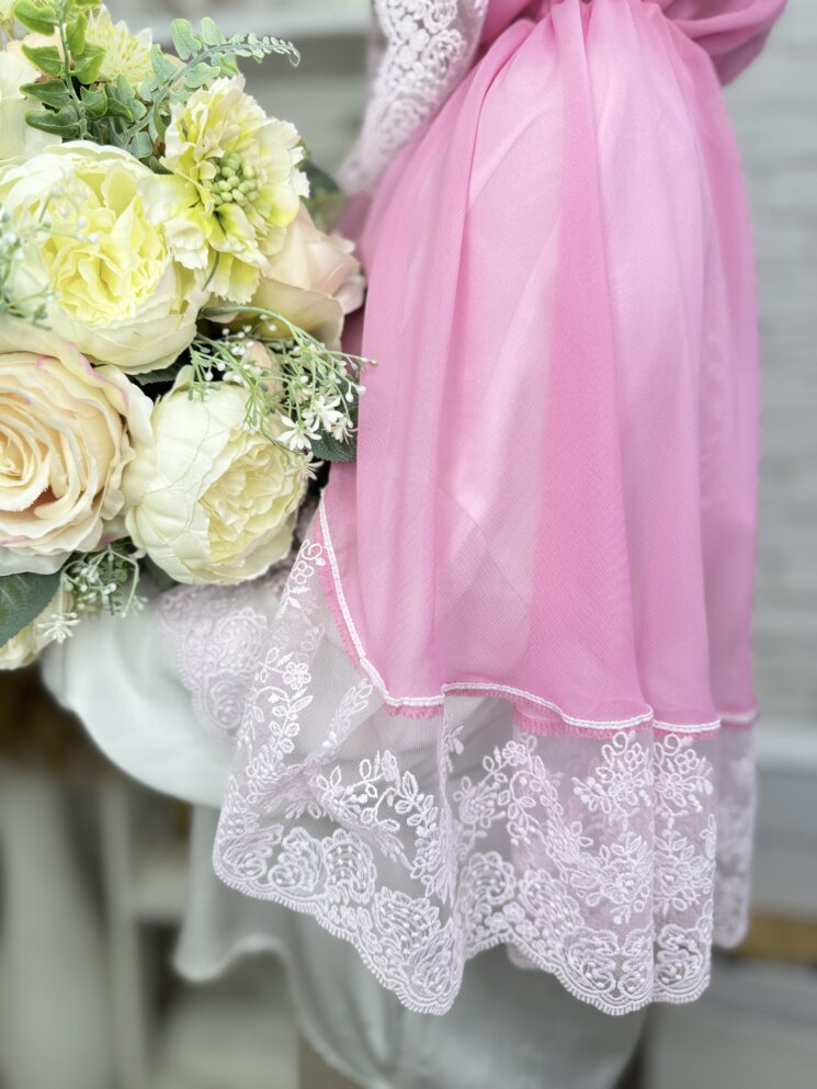 Палантин-вуаль “Розовый Бутон”