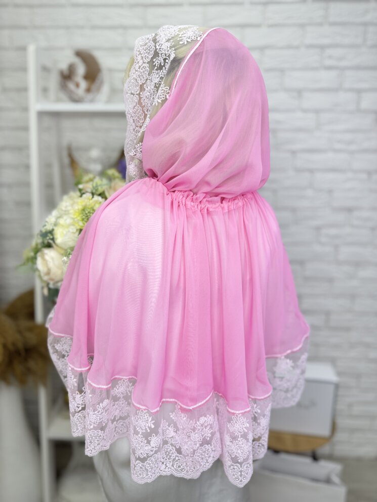 Палантин-вуаль “Розовый Бутон”