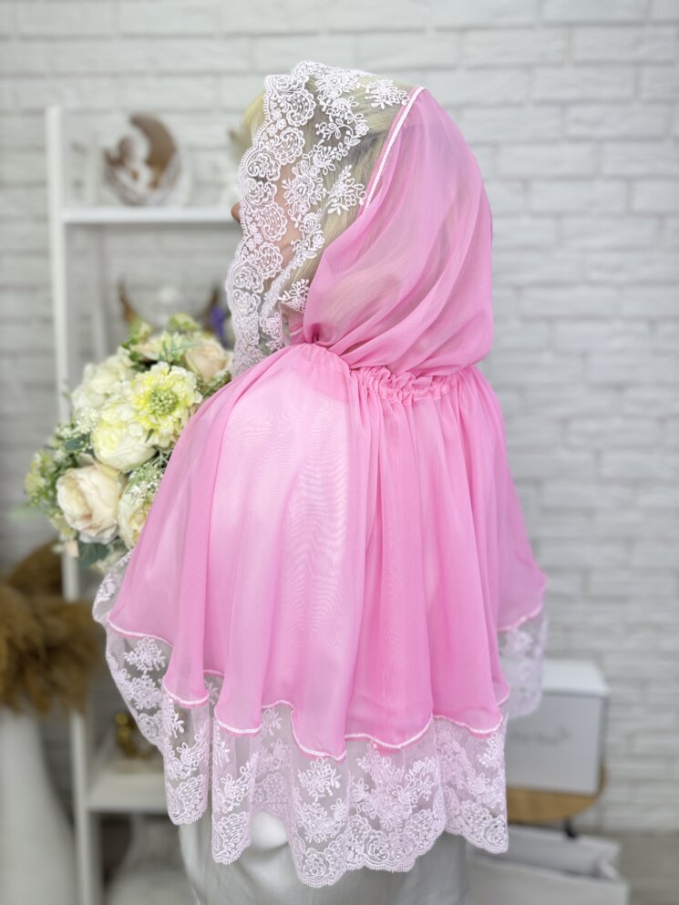Палантин-вуаль “Розовый Бутон”