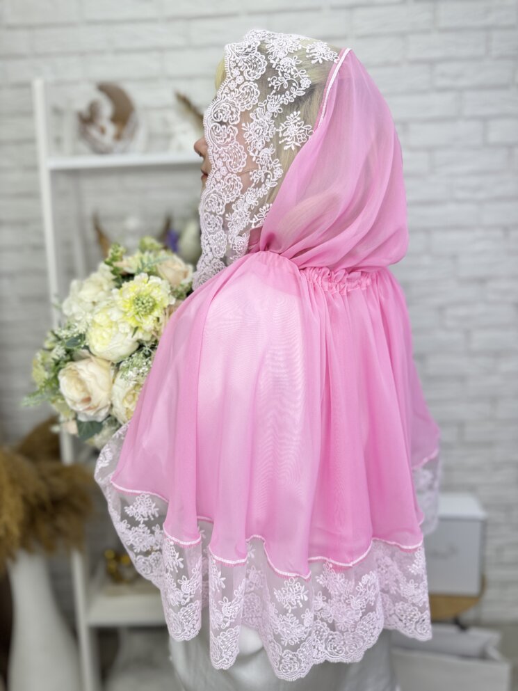 Палантин-вуаль “Розовый Бутон”