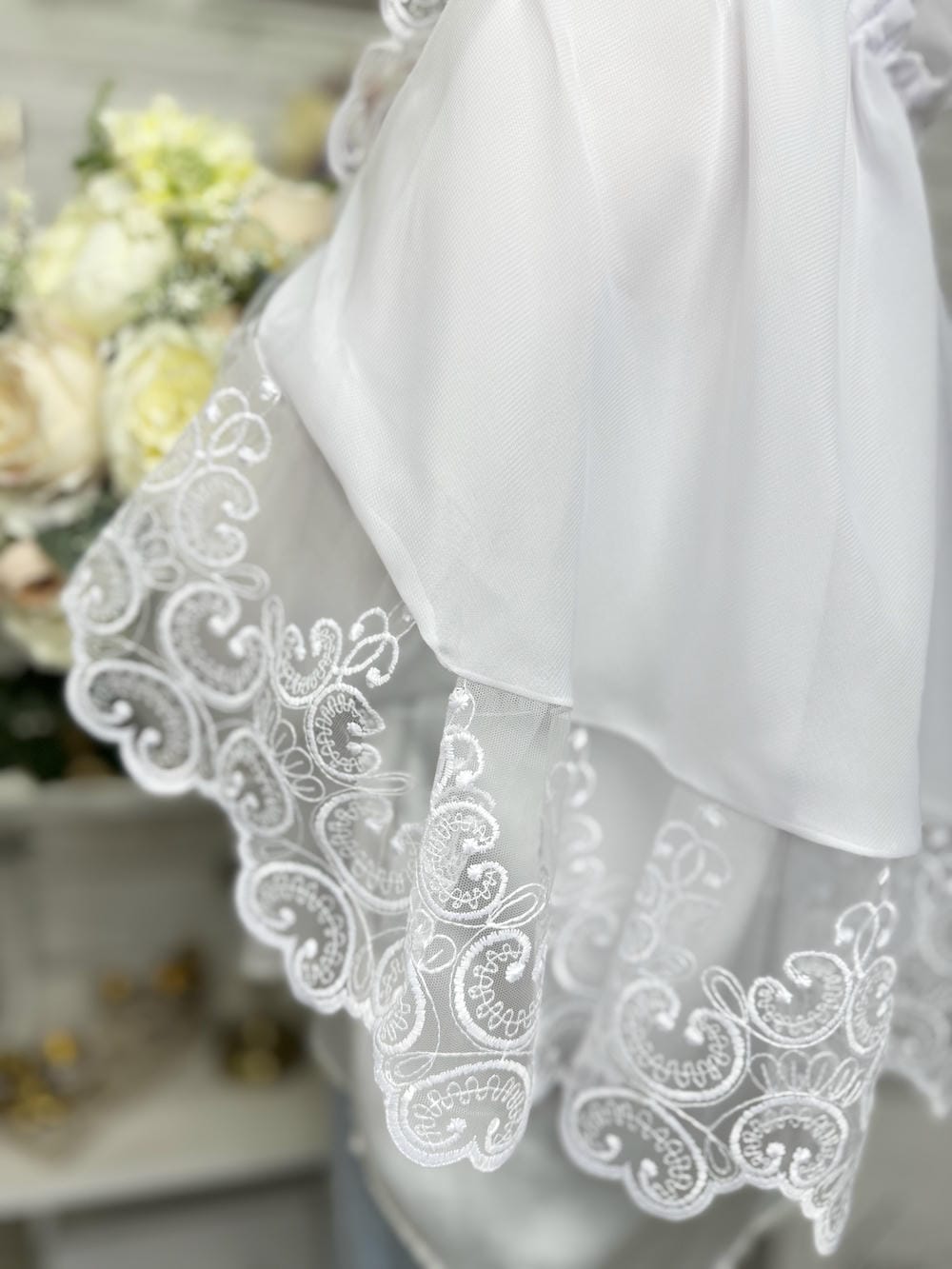 Палантин в церковь «Белоснежное Крыло», палантин с кружевом