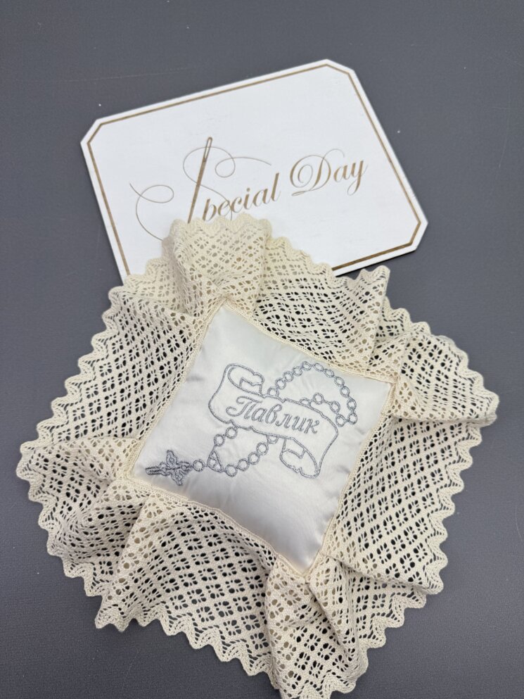 Подушечка для хрестика "Срібна Монограма"