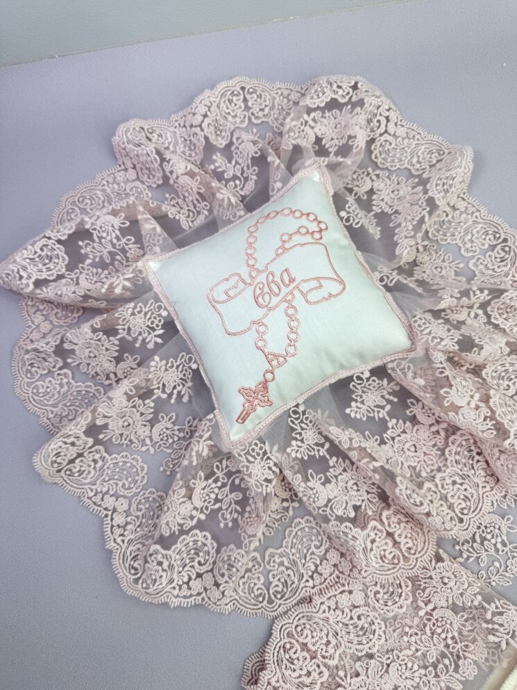 Подушечка під Хрестик "Пудровий Оксамит"