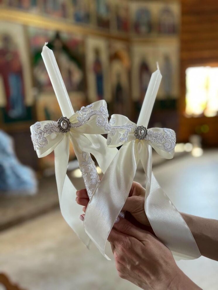 Свечи крестильные “Молочная Роза”