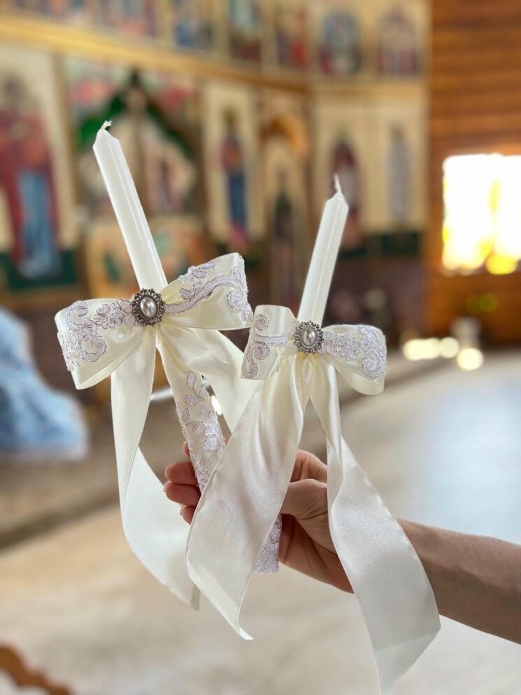 Свечи крестильные "Молочная Роза"