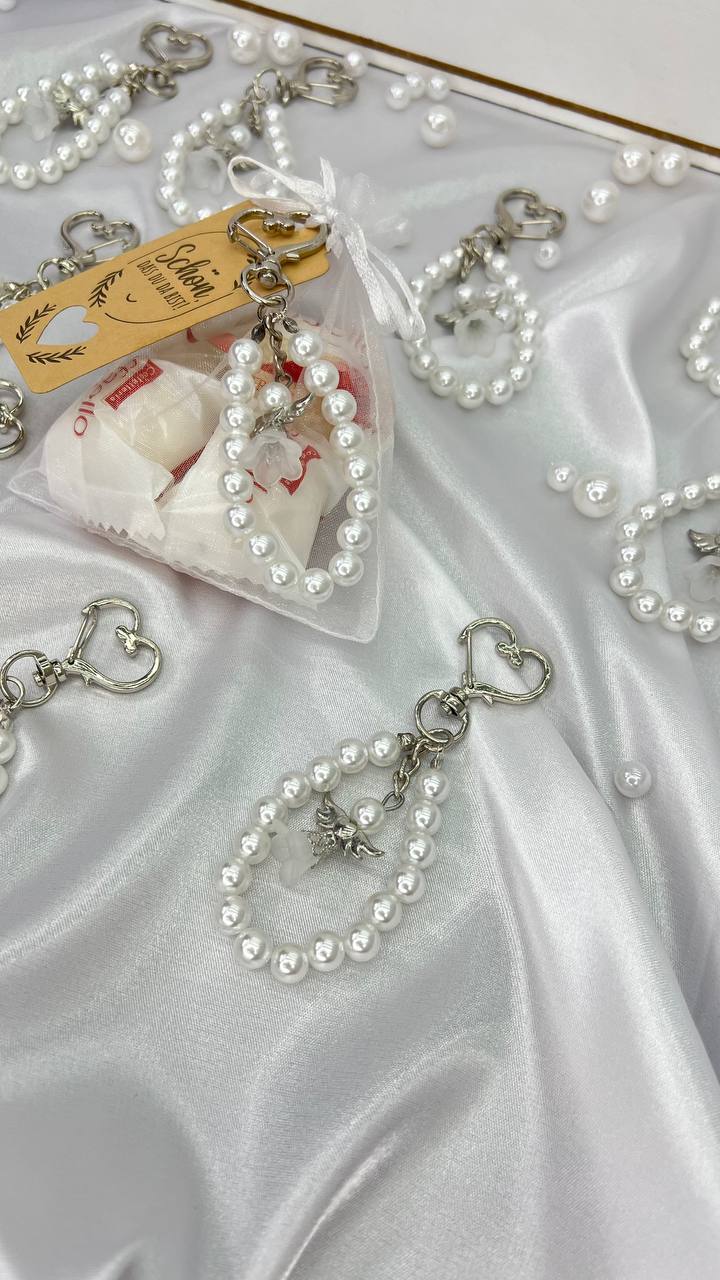 Подарунок хрещеним батькам та гостям на хрещення “Брелоки-обереги “Перлинний Ангел”