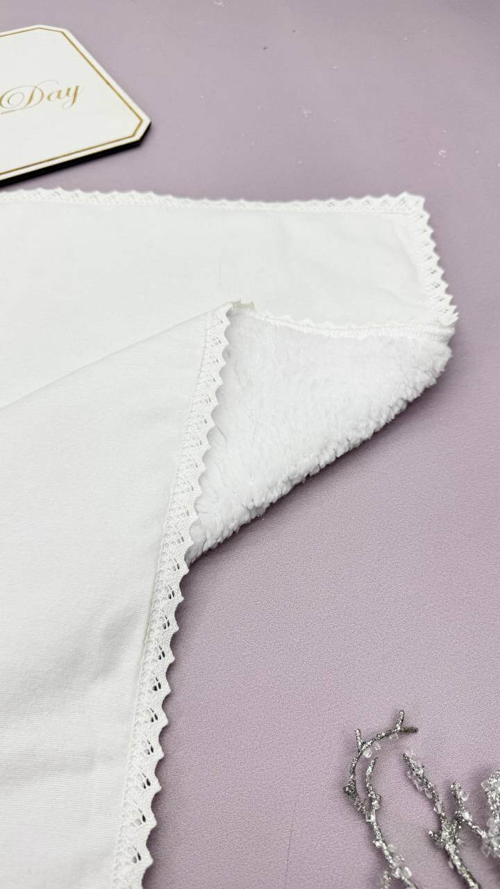 Крижма-плед «Зимовое Облако», пледик в коляску с вышивкой